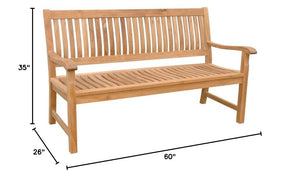 Anderson Collections Del-Amo Teak Garden Bench Fabric : Without Cushion