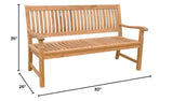 Anderson Collections Del-Amo Teak Garden Bench Fabric : Without Cushion