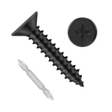 Etauwe #10 x 1-1/2 Flat Head Self Tapping Screws, 304 Stainless Steel 18-8 Wood Screw, Black Finish, Screwdriver Bit Included, 1