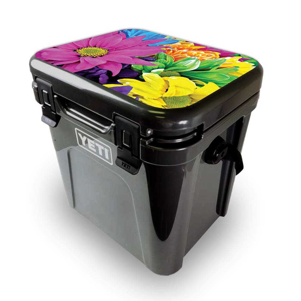 Mightyskins Skin Compatible With Yeti Roadie 24 Hard Cooler Lid Only - Colorful Flowers | Protective Viny Wrap | Easy To Apply And Change Styles | Made In The Usa,Cooler Accessories