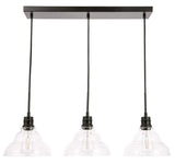 Elegant Lighting Living District Clive 3 Light Black And Clear Seeded Glass Pendant