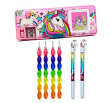 Eclet Latest Calculator Geometry Box with 4 Rainbow Pencils & 2 Glitter Pens Cute Kids School Stationery Math Gift Set Multicolo