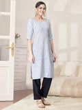 Pinkmint Kurta Set For Women Cotton Printed Straight Kurta With Pant (Pack Of 1) Multicolor25 M