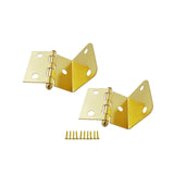 QCAA Durable Steel Semi-Concealed Hinge for Box, Chest & Cabinet, 1-1/2 Width x 1.2 mm Thickness, Brass Plated, 2 Pack, Made in 