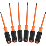 Klein Tools 85076INS Insulated Screwdriver Set features 1000V Electricial Screwdrivers, (3) Phillips and (2) Slotted and Square 