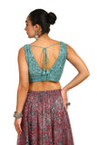 Soch Womens Turquoise Blue Sequinned Embellished Georgette Padded Blouse Turquoise Blue 36