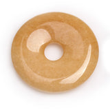 GEM-Inside Jade Gemstone Loose Beads Genuine Natural Light Yellow Donut Ring Crystal Energy Stone Power for Earring Pendant Jewe