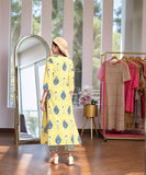 Anni Designer Women'S Rayon Viscose Straight Printed Kurta With Pant (Bechari Yellow_Xxl_Yellow_Xx-Large),Yellow,2XL,Rayon Blend,Classic,