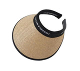 Icw Women Straw Sun Visor Hat Wide Brim Summer Uv Protection Beach Hat Cap (Free Size) (Brown)