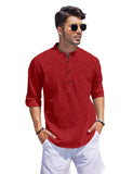 Bellstone Men'S Cotton Blend Solid Regular Fit Kurta (Kurta1500_Single_Maroon_L