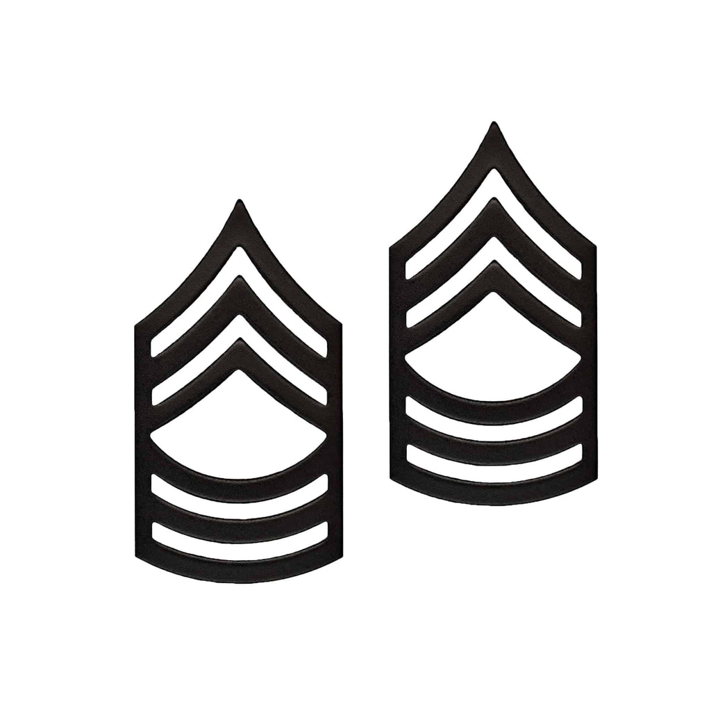 Army E8 Master Sergeant Sta-Brite® (Black) Metal Pin-on Rank