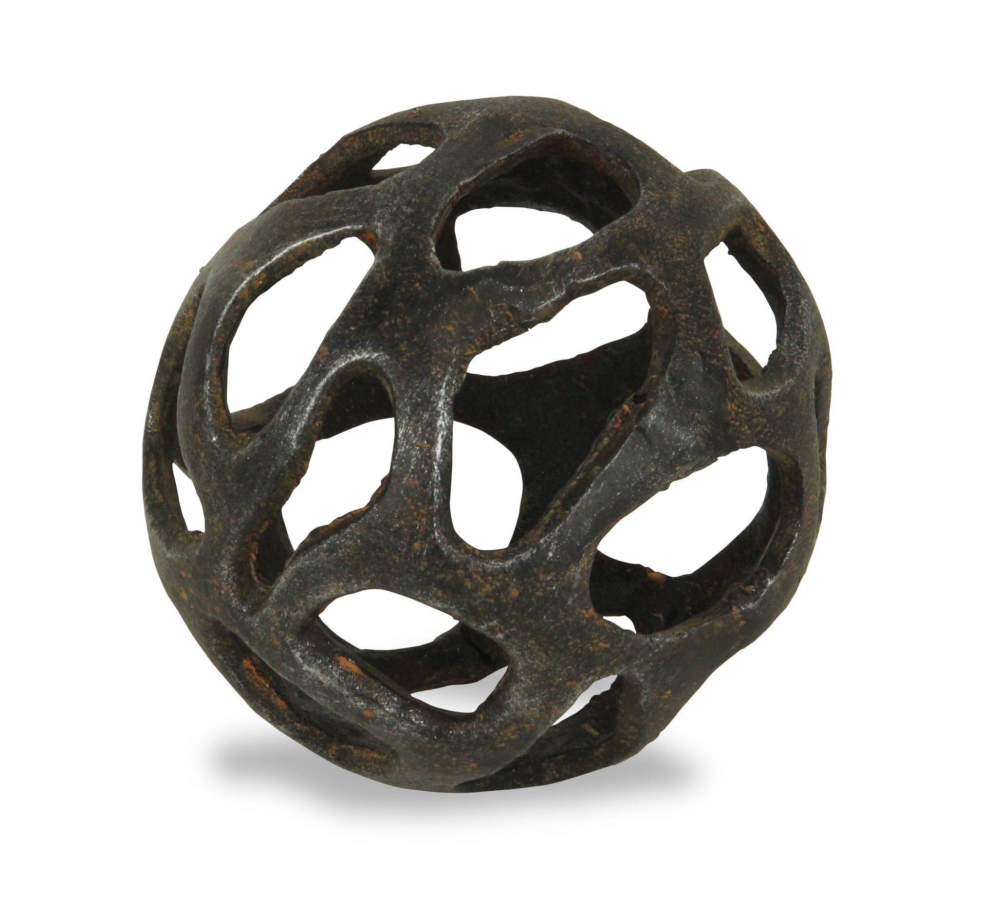 Oleta Cast Iron Abstract Natural Finish Orb - Small