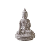 Cement Meditating Buddha In Bhumisparsha Mudra Posiiton On Base Concrete Finish Gray