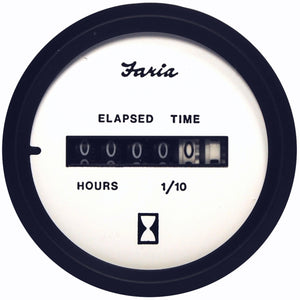 Faria Euro White 2 Hourmeter 10,000 Hrs 12-32Vdc