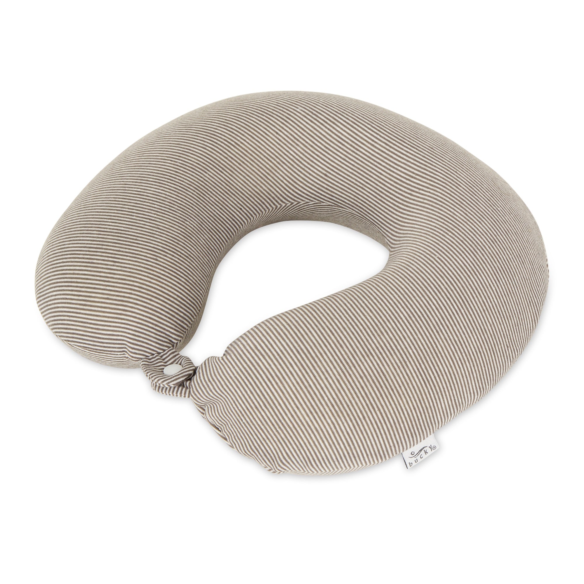 Bucky Jersey Stripe - Memory Foam Neck Pillow - Taupe Stripe