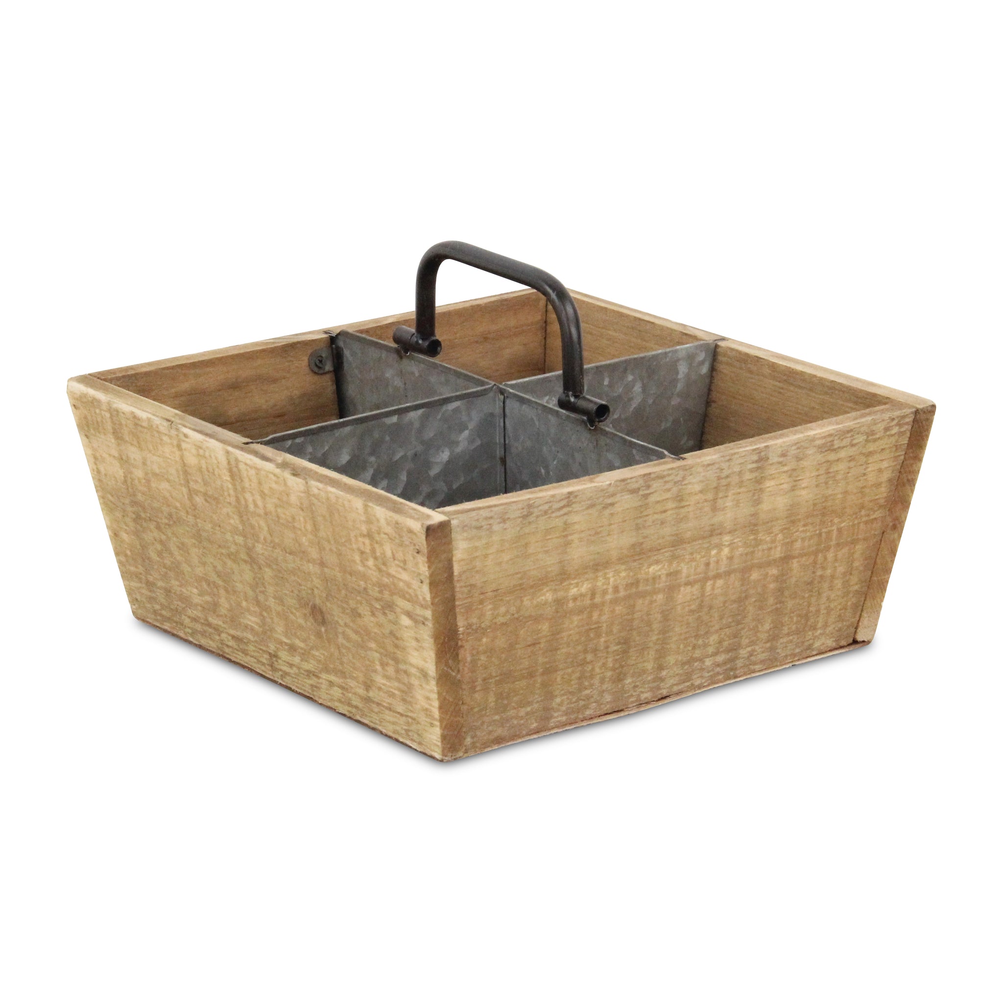 Renee Wood & Metal 4 Slot Caddy - Brown