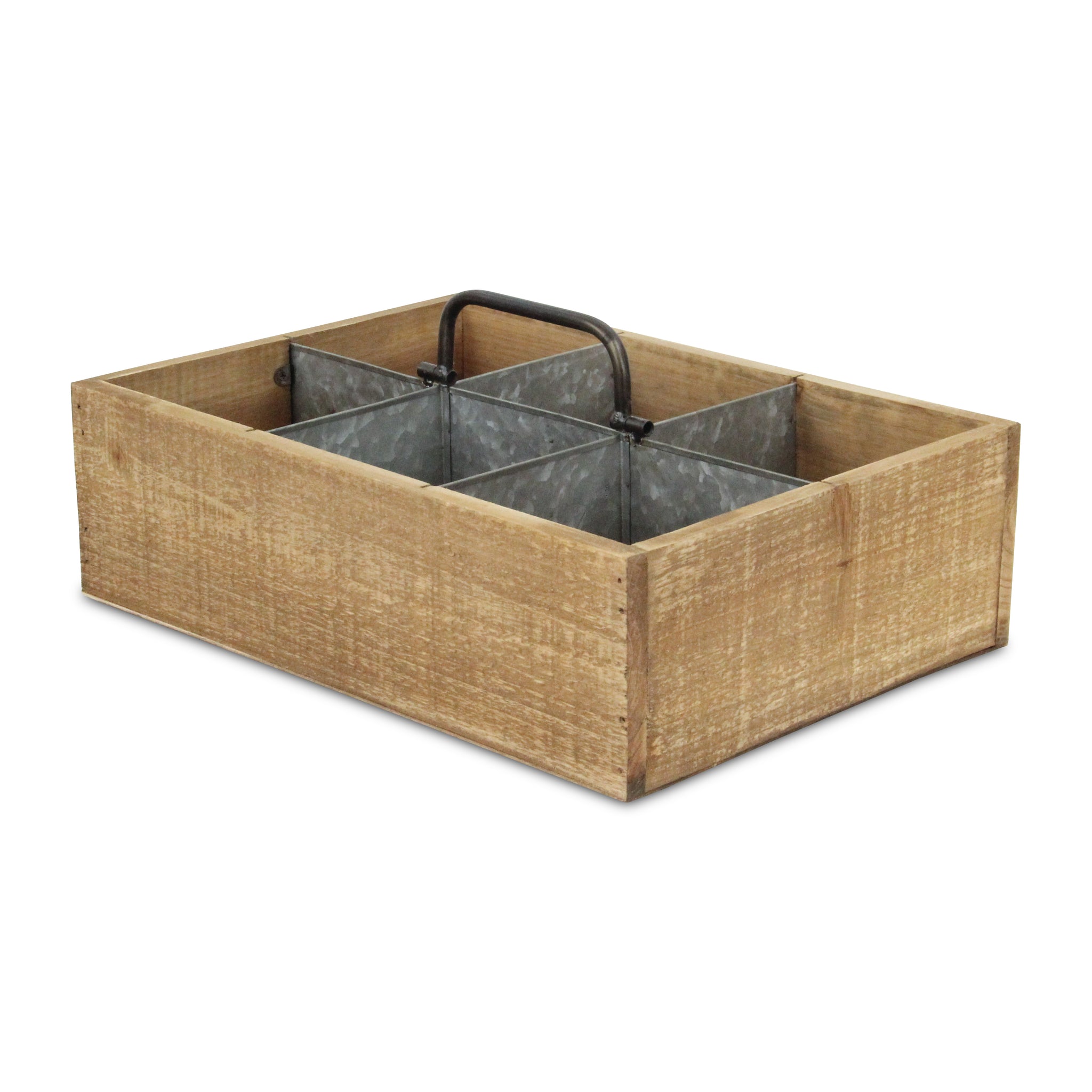 Paolo Wood & Metal 6 Slot Caddy - Brown