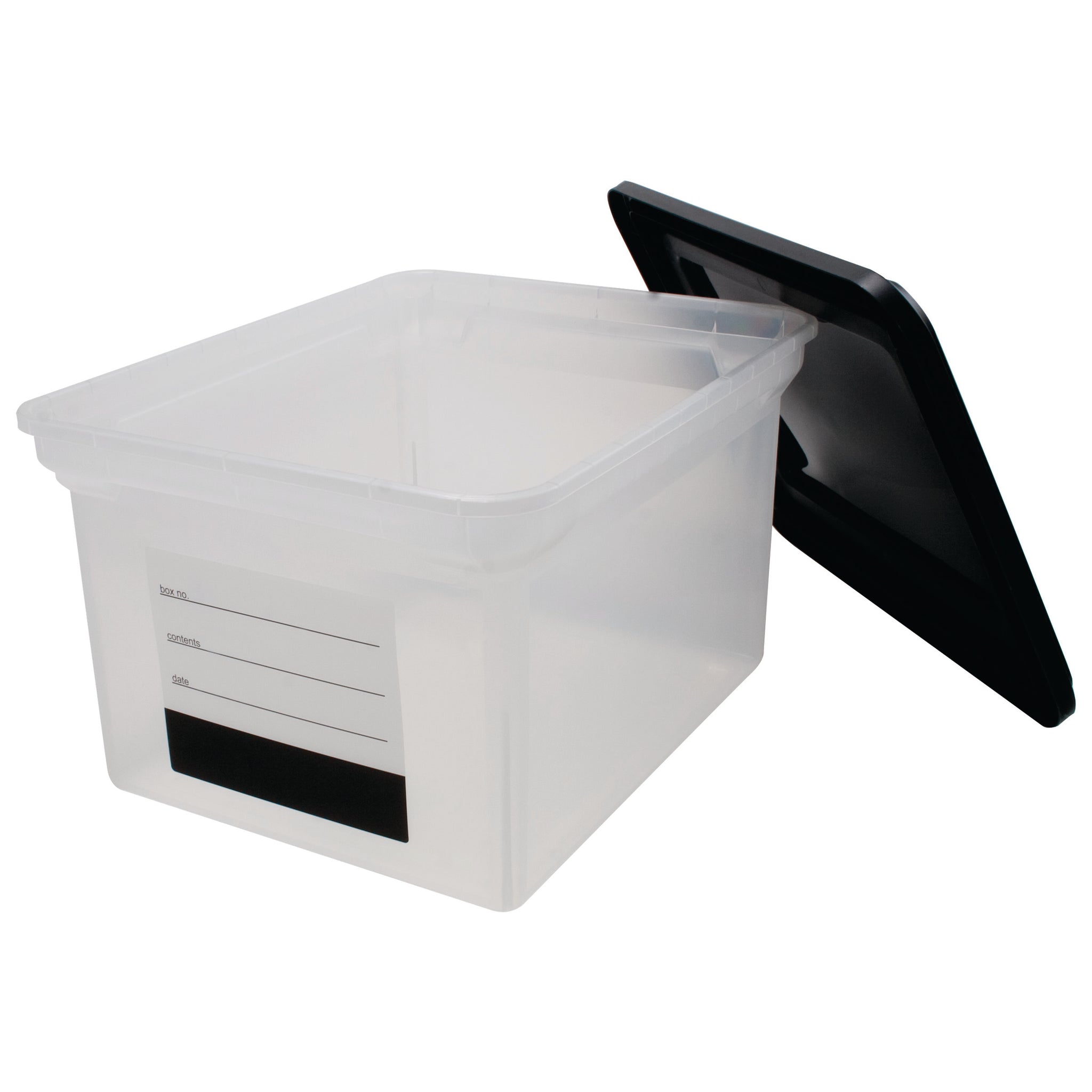 File Tote With Contents Label, Clear Base With Black Lid