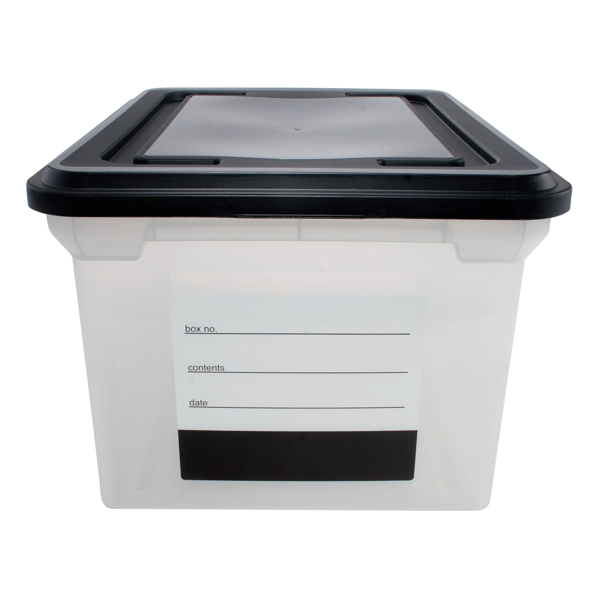 File Tote With Contents Label, Clear Base With Black Lid