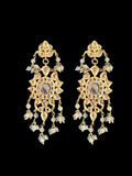 DLN123 Himah long necklace with earrings in real aquamarine beads ( SHIPS IN 2 WEEKS )