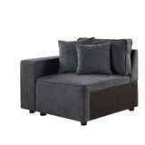 Modular Left Facing Chair W/2 Pillows, Gray Fabric
