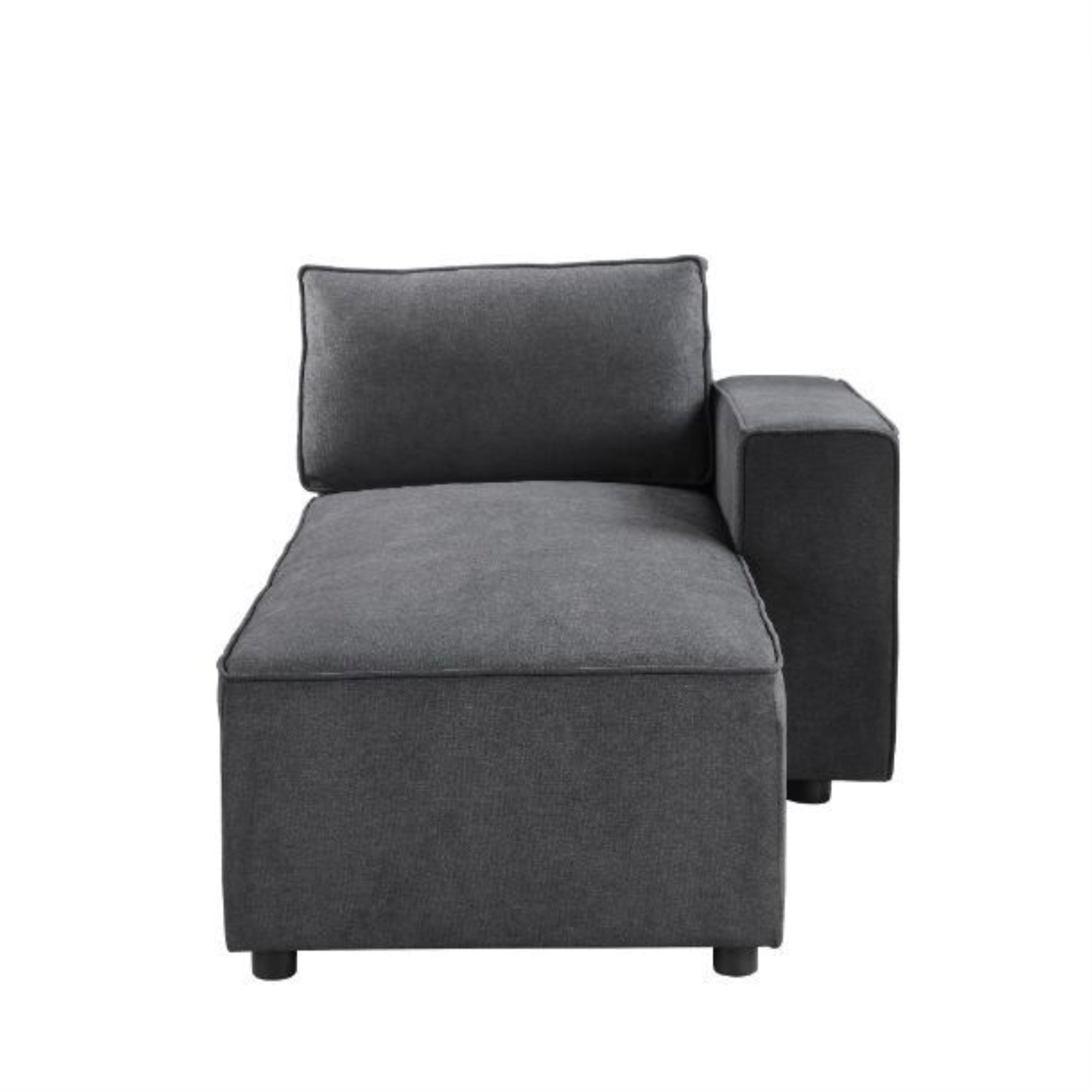 Modular Chaise W/2 Pillows, Gray Fabric