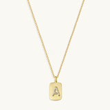 10k Initial Dog Tag Necklace