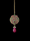 BR463 Deepa multicolor bridal cz necklace set with jhoomar tika ( READY TO SHIP )