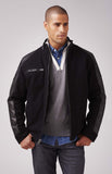 Wool & Leather Racing Style Jacket Black 5800-4Xl