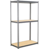 Global Industrial 3 Shelf Heavy Duty Boltless Shelving Z Beam Starter 60Wx24Dx96H Wood Deck