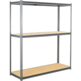 Global Industrial 3 Shelf Standard Duty Boltless Shelving Z Beam Starter 96Wx36Dx84H Wood Deck