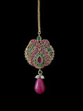BR463 Deepa multicolor bridal cz necklace set with jhoomar tika ( READY TO SHIP )