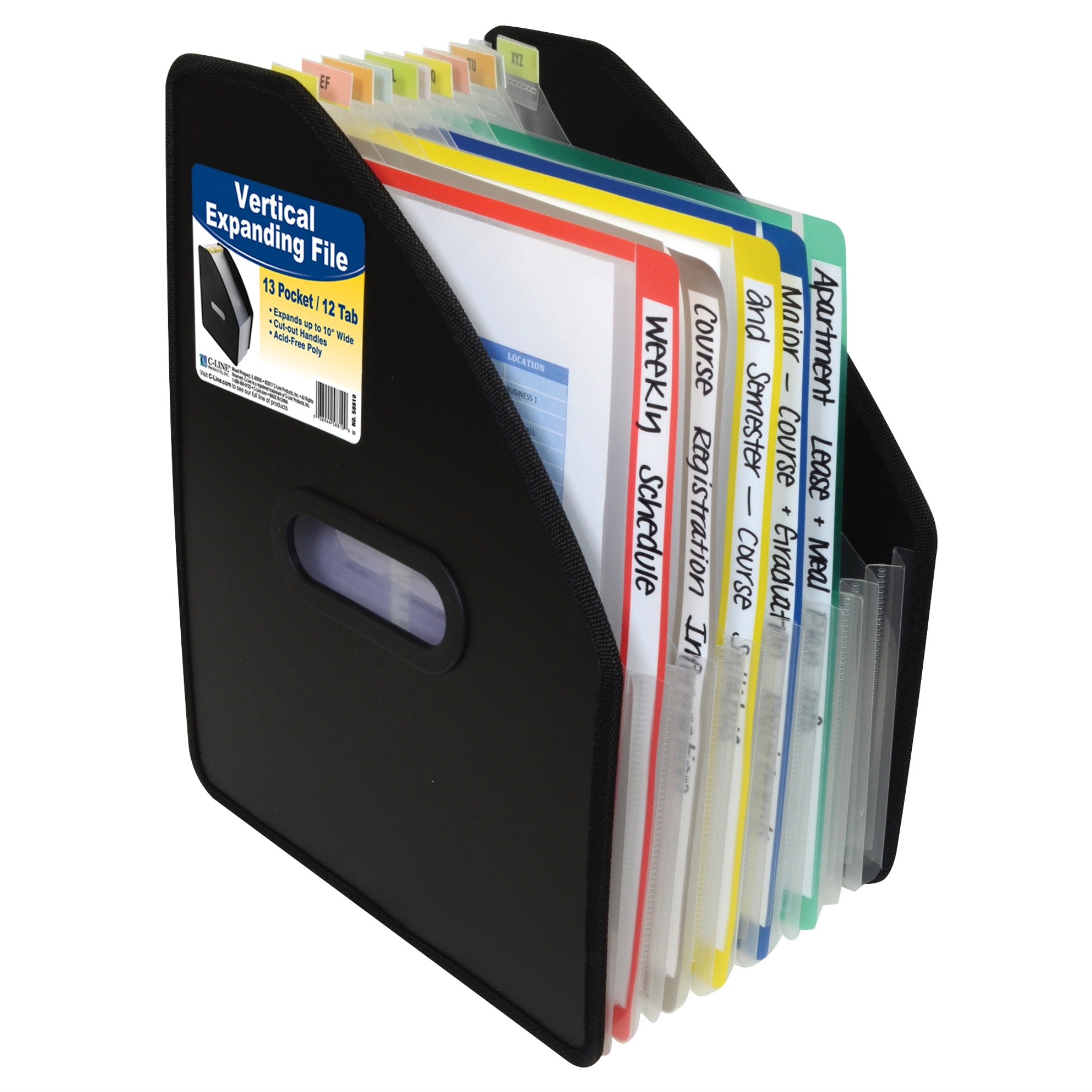 13-Pocket Vertical Expanding File, Letter Size, Black, 1/Ea, 58810