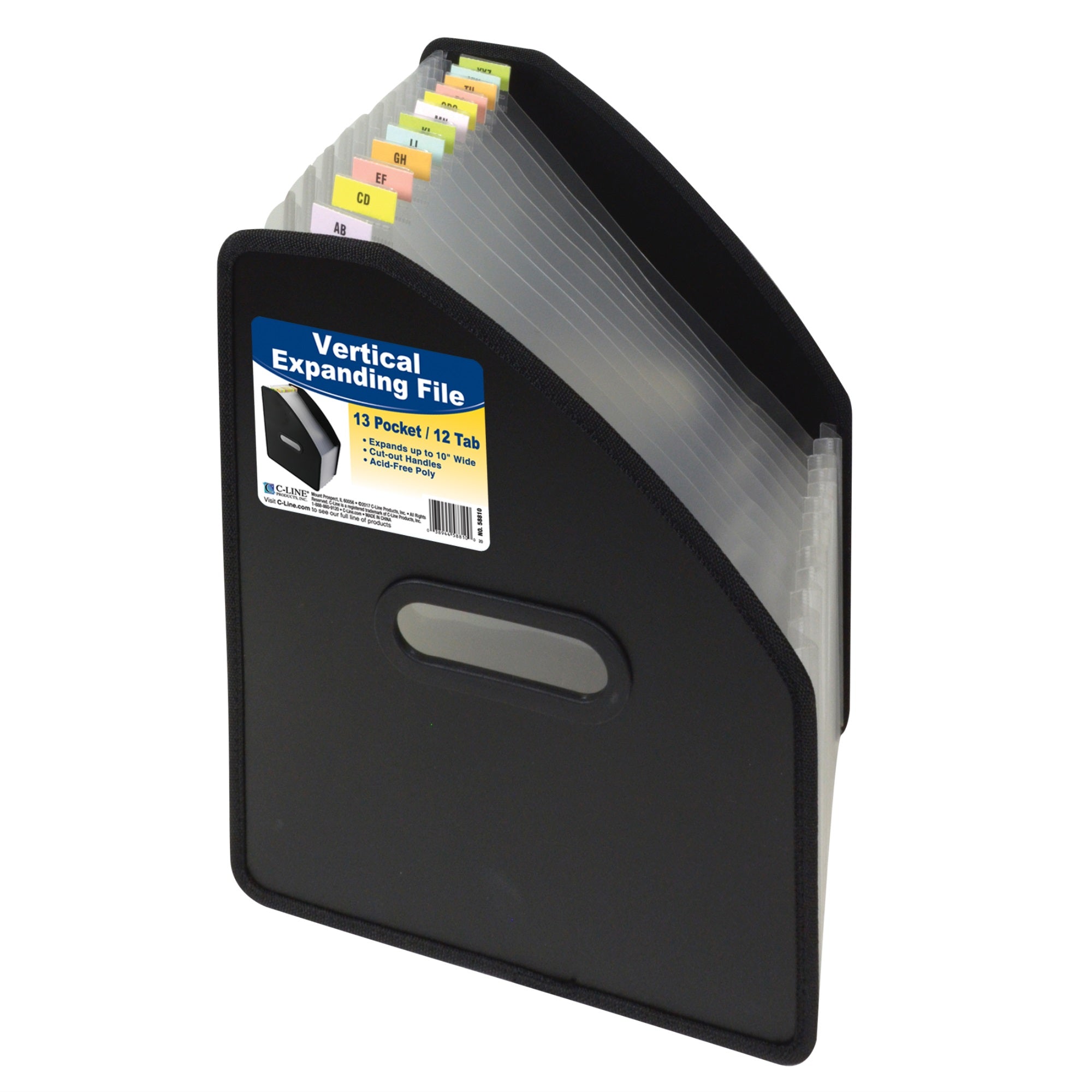 13-Pocket Vertical Expanding File, Letter Size, Black, 1/Ea, 58810
