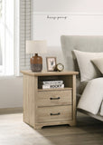 Elara 22W Light Oak Finish 2-Drawer Nightstand Bedside Table with USB Charging Ports