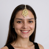 DJET99 Megha jadau earrings tika set in pearl ( READY TO SHIP )