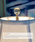 Stephanov Faceted Champagne Crystal Ball Lamp Finial Antique Brass 2.25"h