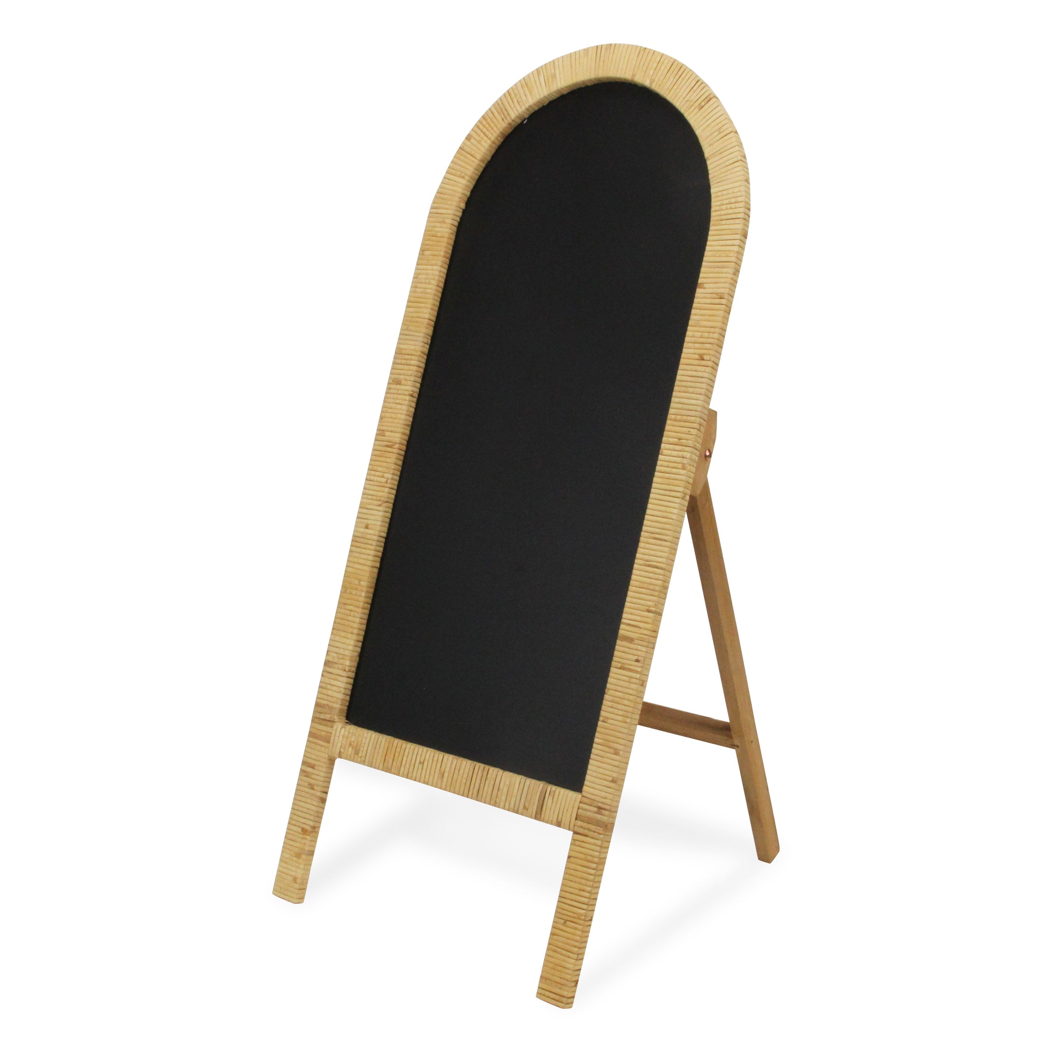 Roussilon Curved Rattan Wrapped Standing Chalkboard - Large