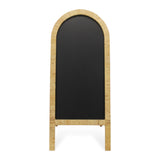 Roussilon Curved Rattan Wrapped Standing Chalkboard - Large