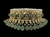 BR498 Insia bridal jadavi lacha satlada set in emeralds , ( READY TO SHIP )