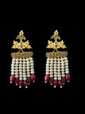 DER804 Grape earrings in fresh water pearls and ruby beads ( READY TO SHIP )