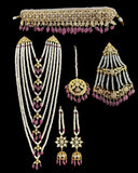 BR310 Bridal jadavi lacha , satlada in moissanite and emeralds ( SHIPS IN 5 WEEKS )