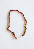 Raw Cognac Baltic Amber + Moonstone || Necklace