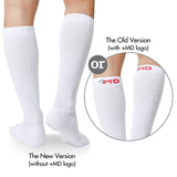 Cotton Knee-High Compression Socks for Nurses & Travel, Black & White