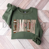 Preppy Game Day Touchdown Football Sweatshirt - Leopard Checkered Gingham Football Mom Soft Cotton Unisex Pullover