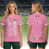 Light Pink Virgencita & San Juditas Mexico Soccer Jersey – 2026 World Cup Fan Gear Shirt for Men & Women