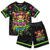 Dabbing Banana Retro American Flag Baseball Jersey Set – Toddler Athletic Mesh Outfit