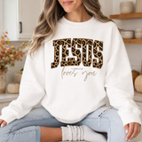 "The Way The Truth The Life" Jesus Cheetah Print Graphic Sweatshirt