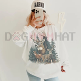 Midwest Whitetail Estate Crewneck Sweatshirt - Vintage Deer Graphic Old Money Preppy Hunting Season Pullover