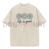 Holafish Acid Wash Daisy Print T-Shirt